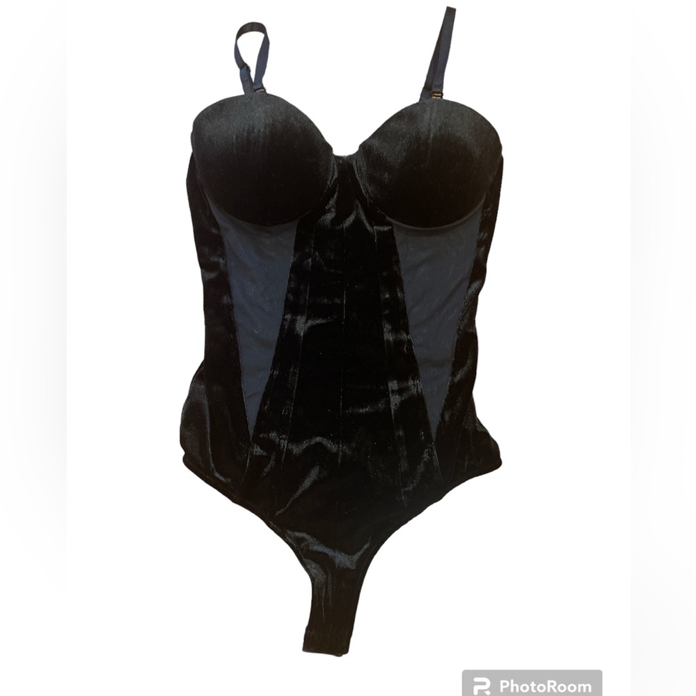 Bebe velour mesh bodysuit